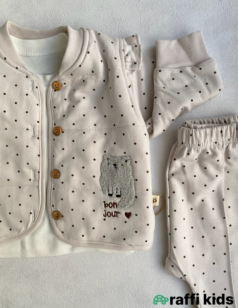 Bonjour madame 3-lü dəst -Türkiyə istehsalı pambıq uşaq geyimi|Raffi Kids