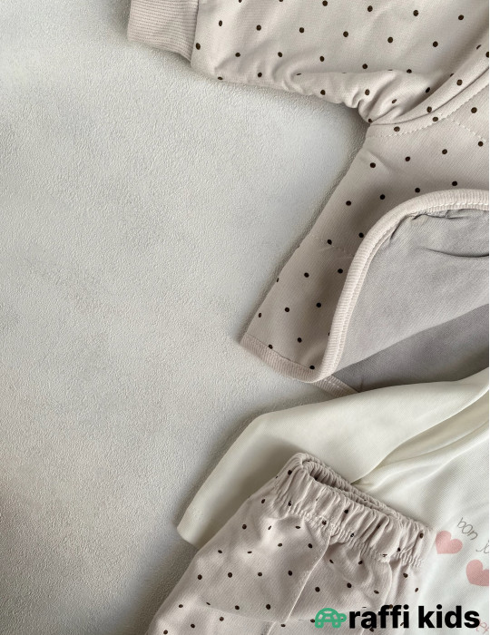 Bonjour madame 3-lü dəst -Türkiyə istehsalı pambıq uşaq geyimi|Raffi Kids