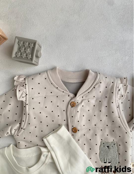 Bonjour madame 3-lü dəst -Türkiyə istehsalı pambıq uşaq geyimi|Raffi Kids