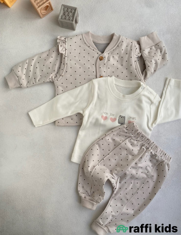 Bonjour madame 3-lü dəst -Türkiyə istehsalı pambıq uşaq geyimi|Raffi Kids 2