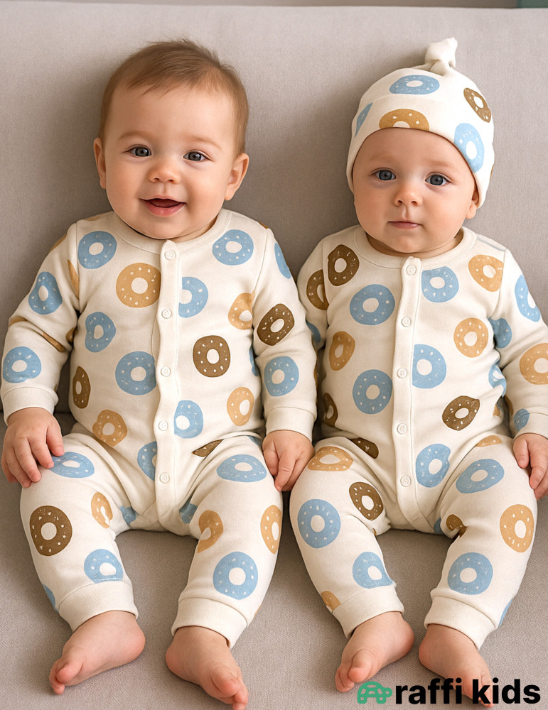 Mənim donutlarım papaqlı tulum -Türkiyə istehsalı pambıq uşaq geyimi|Raffi Kids