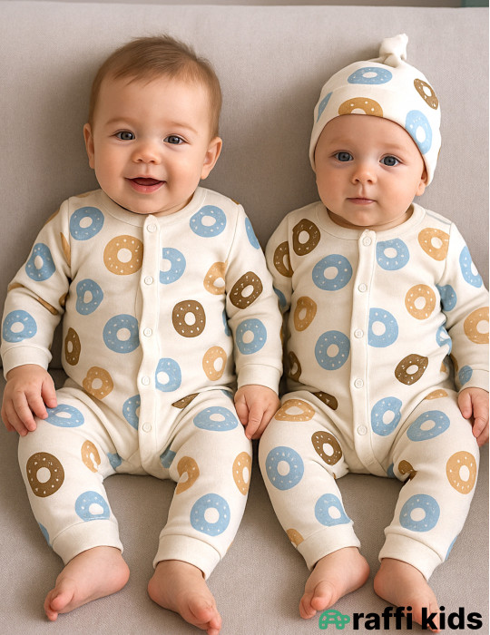 Mənim donutlarım papaqlı tulum -Türkiyə istehsalı pambıq uşaq geyimi|Raffi Kids