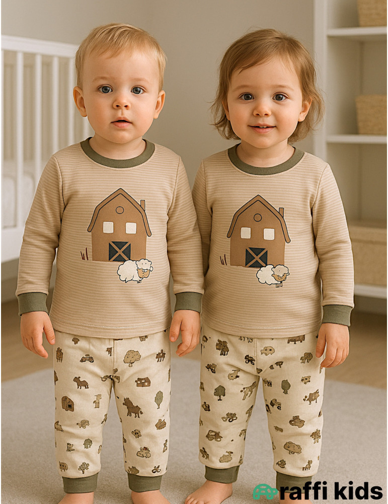 Təbiət ana 2-li dəst -Türkiyə istehsalı pambıq uşaq geyimi|Raffi Kids