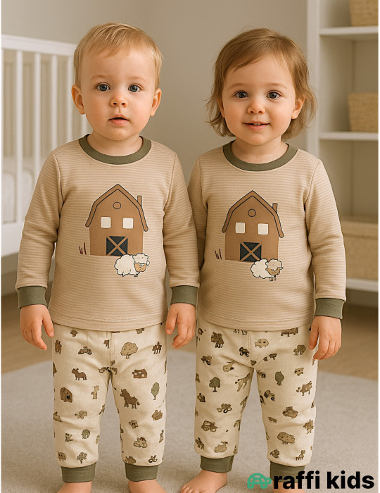 Təbiət ana 2-li dəst -Türkiyə istehsalı pambıq uşaq geyimi|Raffi Kids