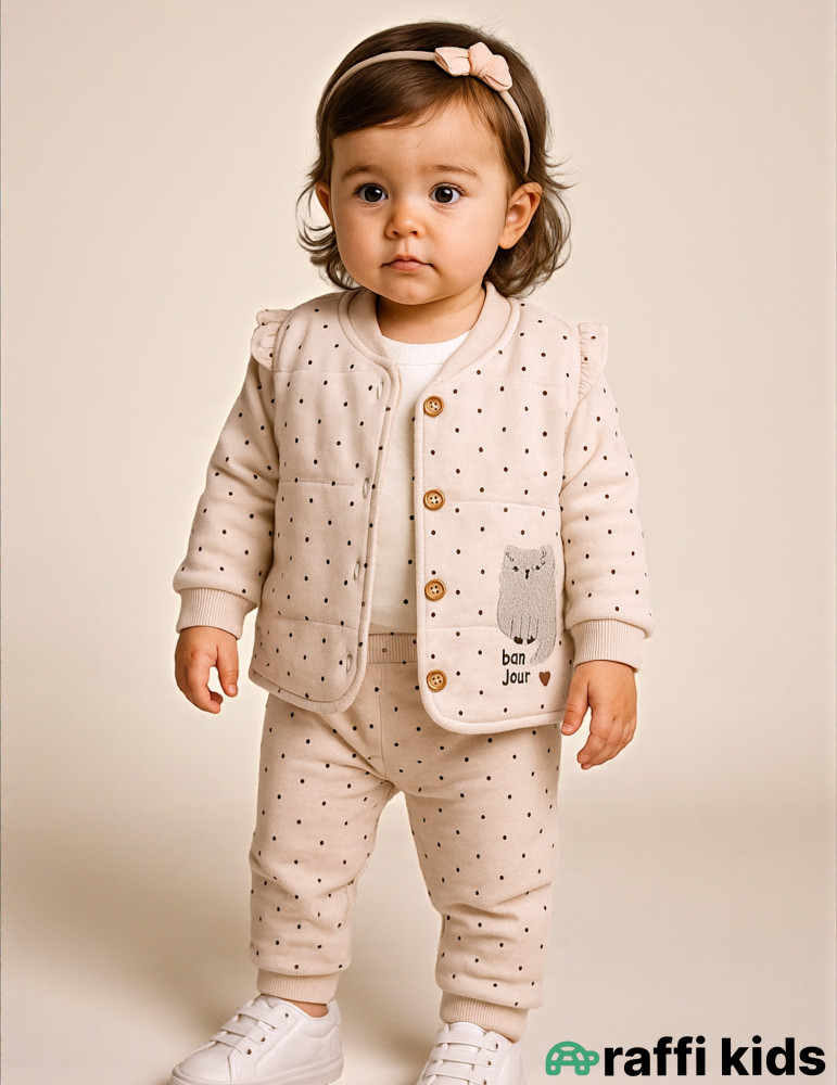 Bonjour madame 3-lü dəst -Türkiyə istehsalı pambıq uşaq geyimi|Raffi Kids