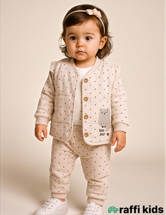Bonjour madame 3-lü dəst -Türkiyə istehsalı pambıq uşaq geyimi|Raffi Kids