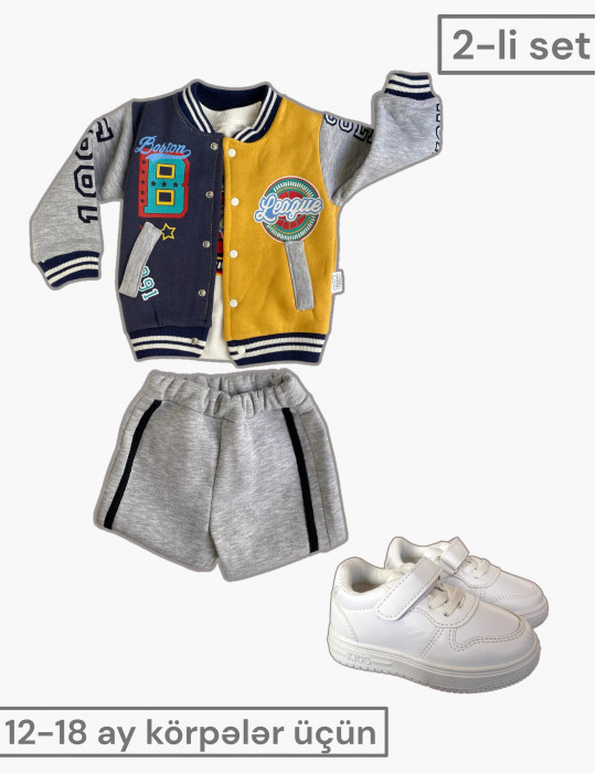 2-li dəst və ayaqqabı seti (12-18 aylıq körpələr üçün) -Türkiyə istehsalı pambıq uşaq geyimi|Raffi Kids
