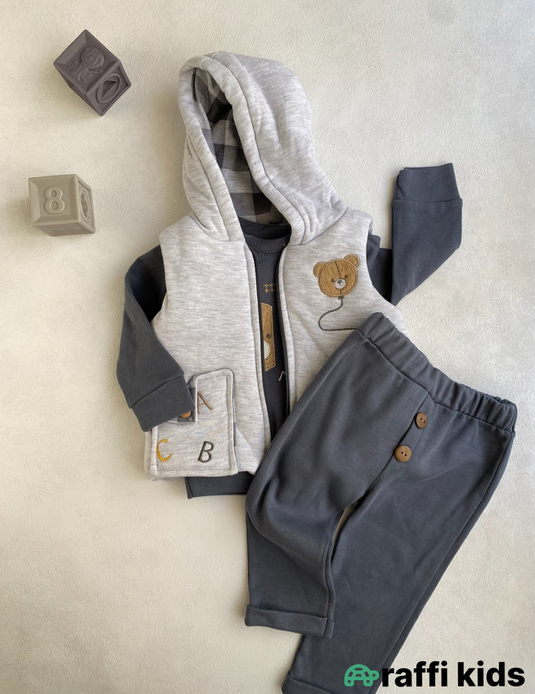 Dost olaq 3-lü dəst-türkiyə istehsalı pambıq uşaq geyimi|Raffikids