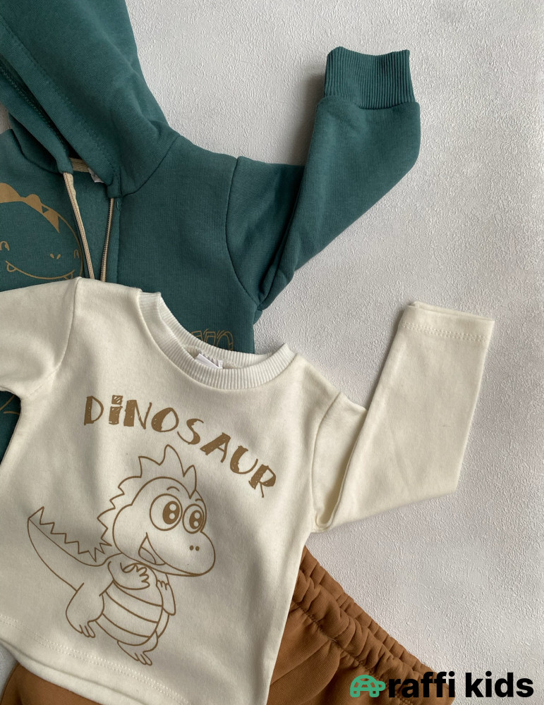 Little dino 3-lü dəst -Türkiyə istehsalı pambıq uşaq geyimi|Raffi Kids