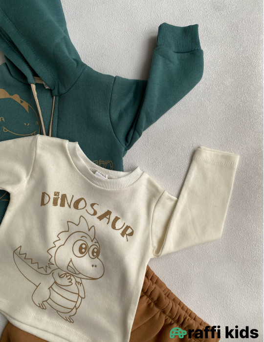 Little dino 3-lü dəst -Türkiyə istehsalı pambıq uşaq geyimi|Raffi Kids