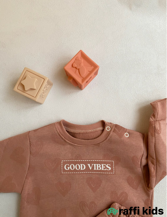 Good vibes 2-li dəst -Türkiyə istehsalı pambıq uşaq geyimi|Raffi Kids