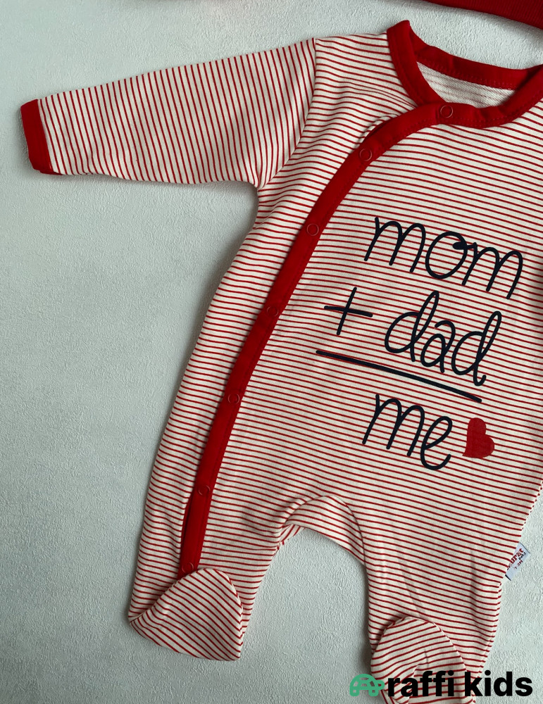 Mom+dad papaqlı tulum -Türkiyə istehsalı pambıq uşaq geyimi|Raffi Kids
