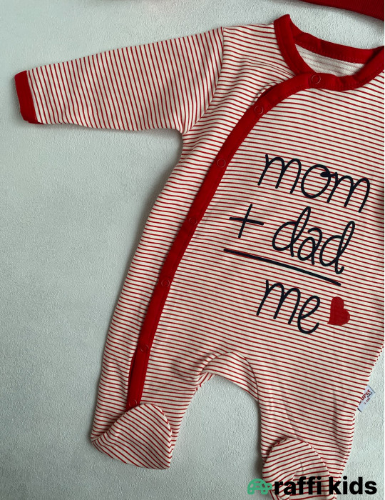 Mom+dad papaqlı tulum -Türkiyə istehsalı pambıq uşaq geyimi|Raffi Kids