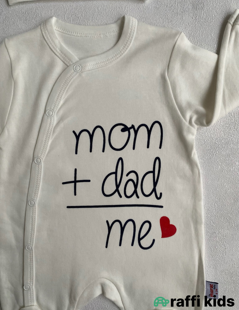 Mom+dad papaqlı tulum -Türkiyə istehsalı pambıq uşaq geyimi|Raffi Kids