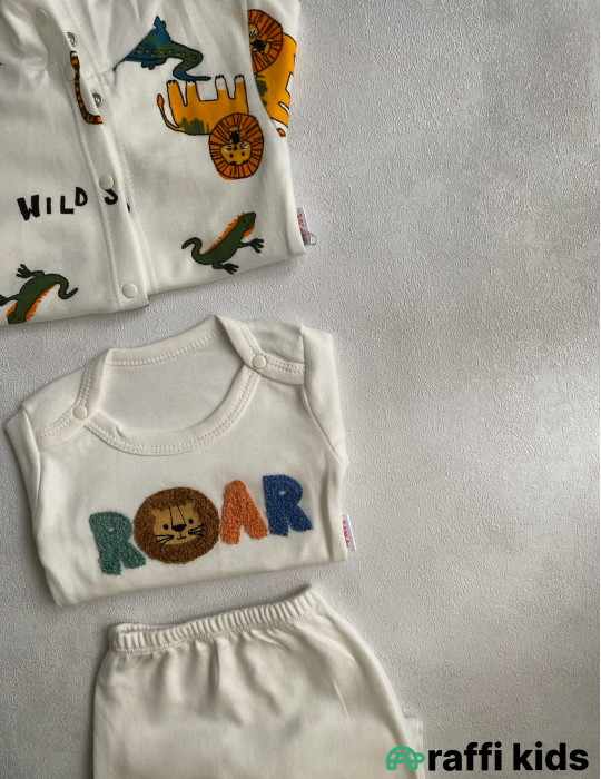 Roar 3-lü dəst -Türkiyə istehsalı pambıq uşaq geyimi|Raffi Kids