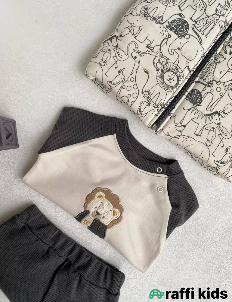 Heyvanlar aləmi 3-lü dəst -Türkiyə istehsalı pambıq uşaq geyimi|Raffi Kids
