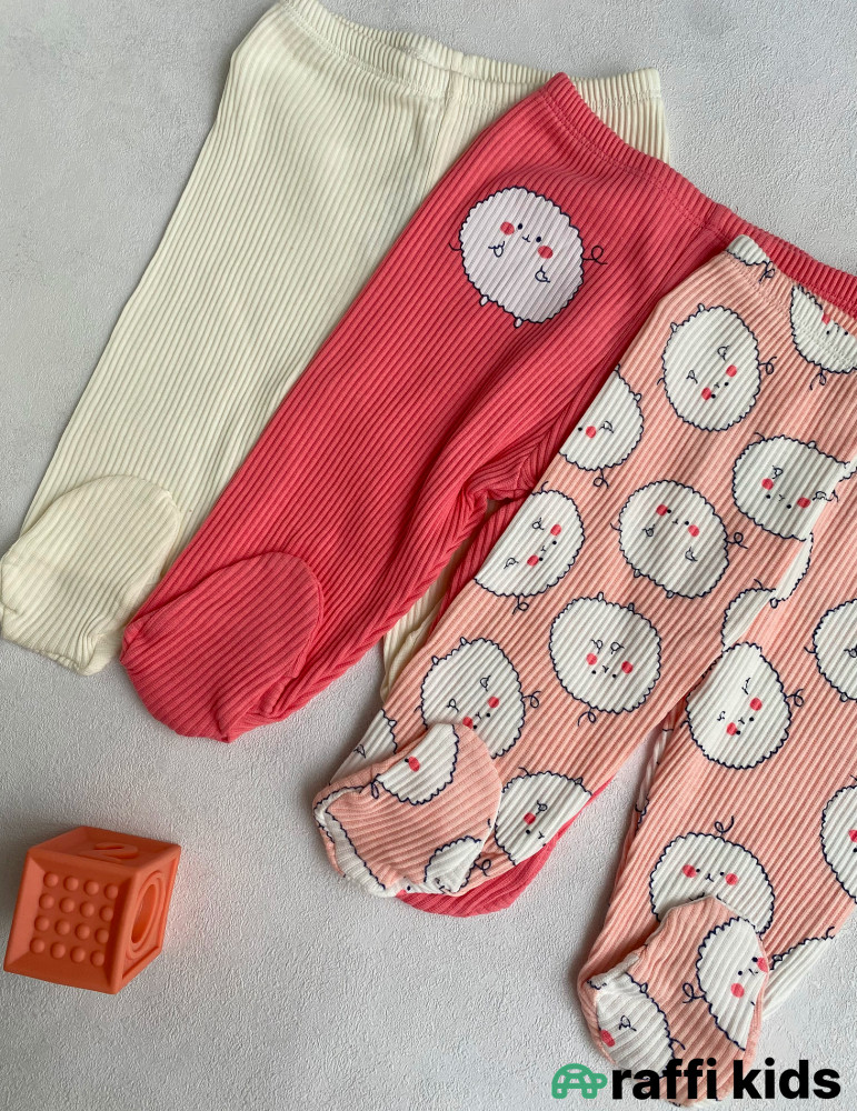 Çəhrayı buludlar 3-lü şalvar set -Türkiyə istehsalı pambıq uşaq geyimi|Raffi Kids