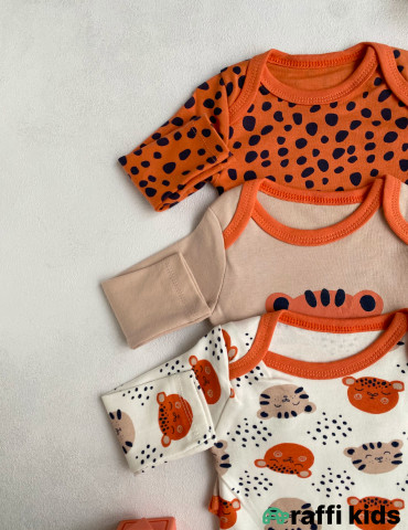 Balaca pələng 3-lü uzunqol body set -Türkiyə istehsalı pambıq uşaq geyimi|Raffi Kids 2