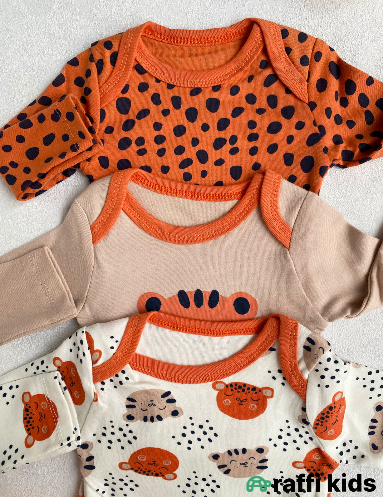 Balaca pələng 3-lü uzunqol body set -Türkiyə istehsalı pambıq uşaq geyimi|Raffi Kids