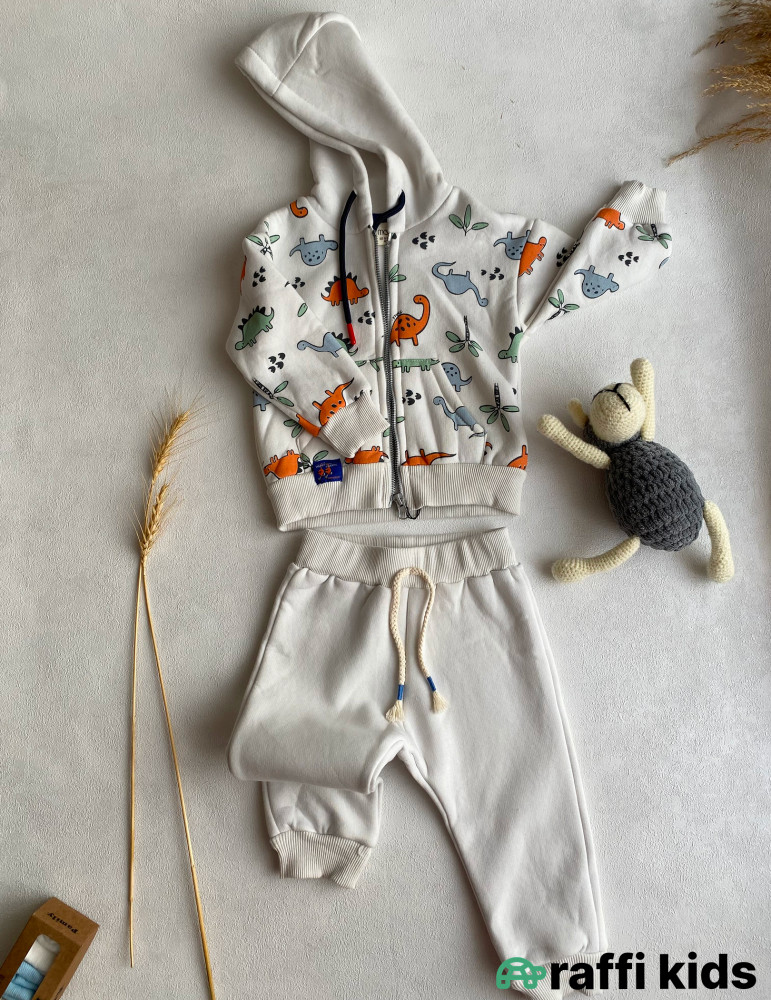 Dinosaurs hoody 2-li dəst -türkiyə istehsalı pambıq uşaq geyimi|Raffikids