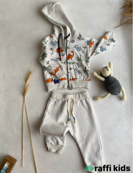 Dinosaurs hoody 2-li dəst -türkiyə istehsalı pambıq uşaq geyimi|Raffikids