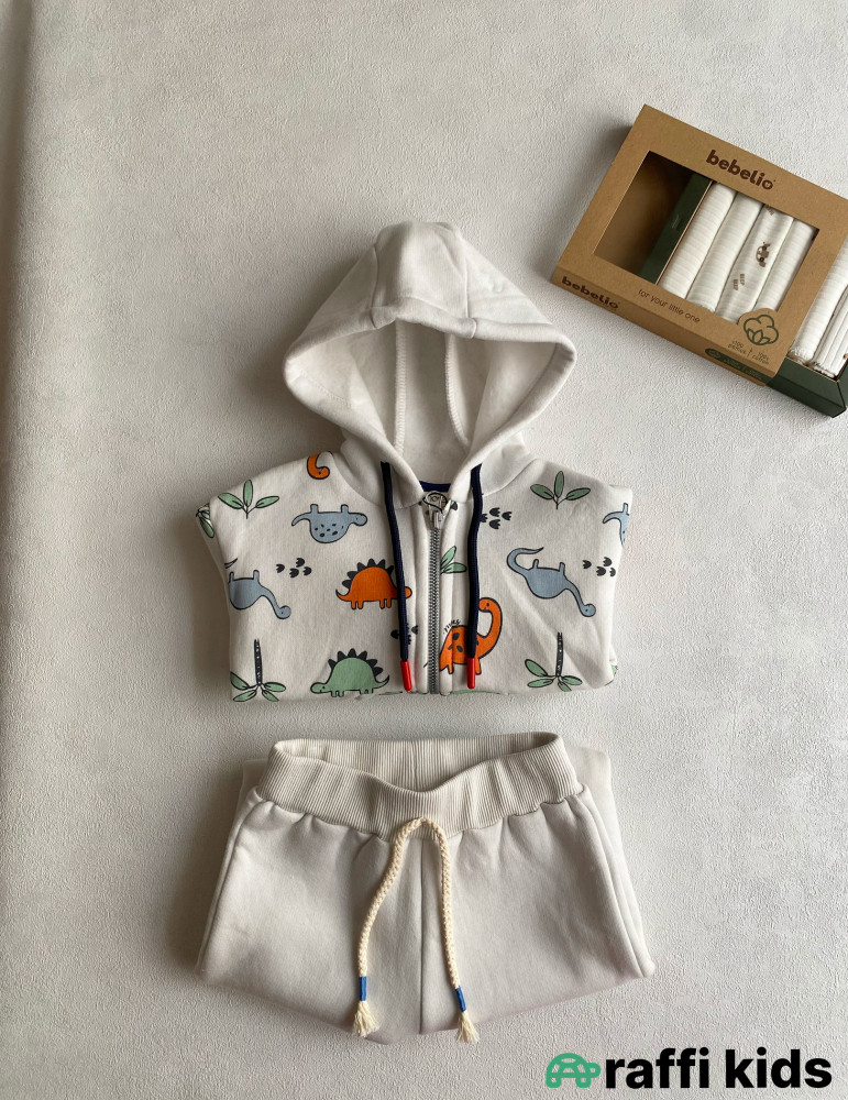 Dinosaurs hoody 2-li dəst -türkiyə istehsalı pambıq uşaq geyimi|Raffikids