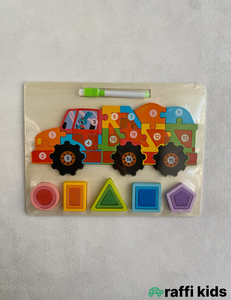 Taxta maşın və figurlar puzzle|Raffi Kids