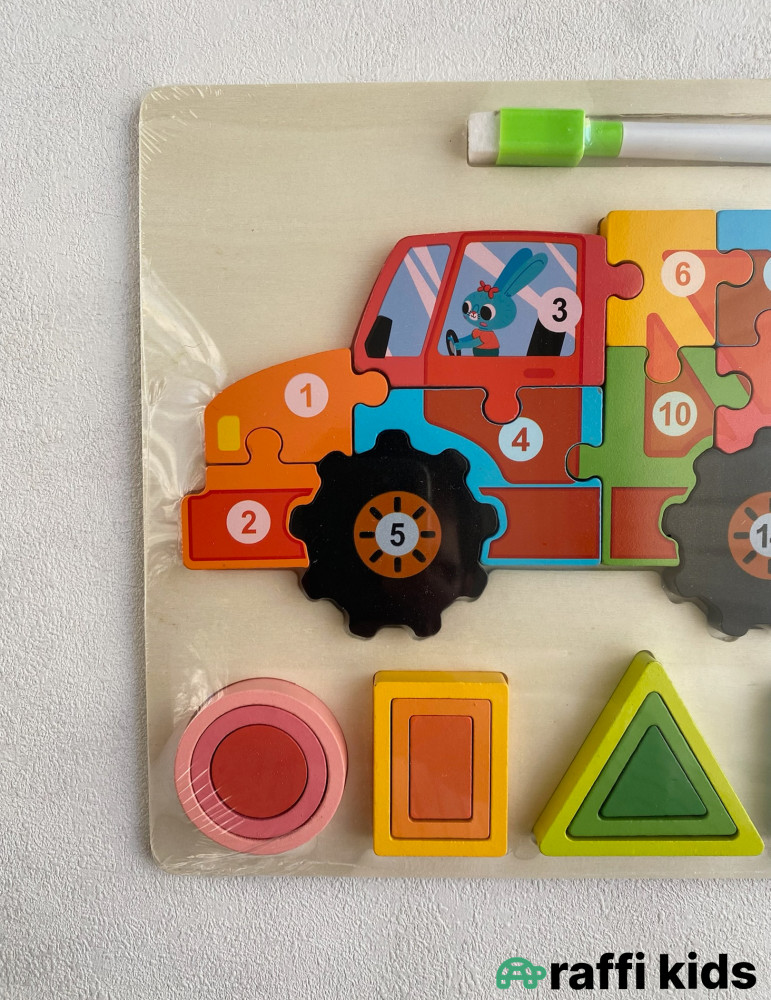 Taxta maşın və figurlar puzzle|Raffi Kids