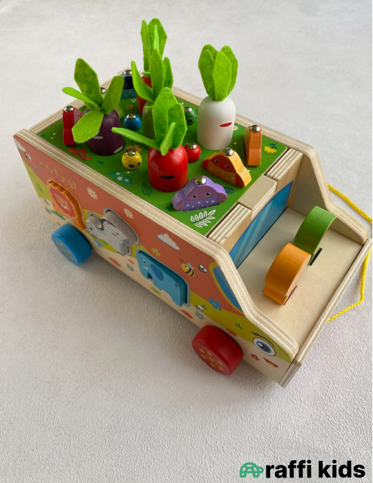 Taxta fermer maşını kök və balıqlarla|Raffi Kids