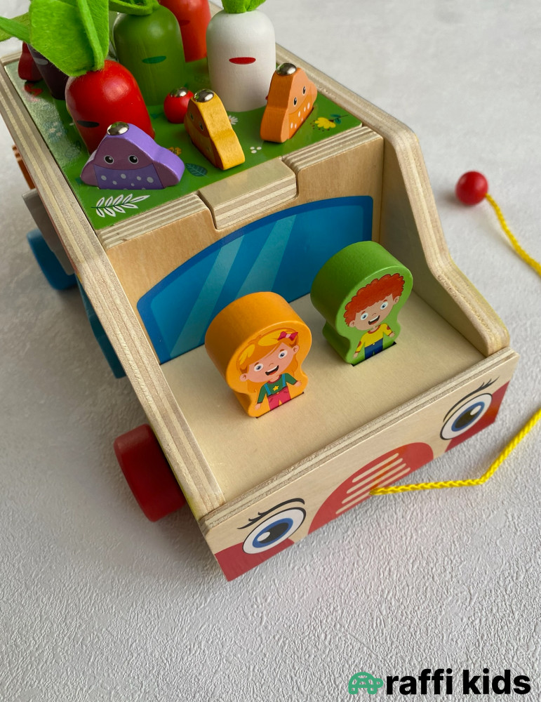 Taxta fermer maşını kök və balıqlarla|Raffi Kids