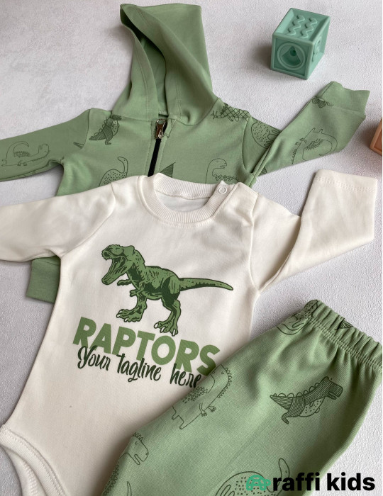 Raptors 3-lü dəst -Türkiyə istehsalı pambıq uşaq geyimi|Raffi Kids