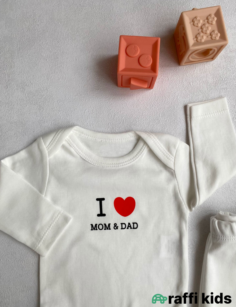 I love mom and dad 2-li dəst -Türkiyə istehsalı pambıq uşaq geyimi|Raffi Kids