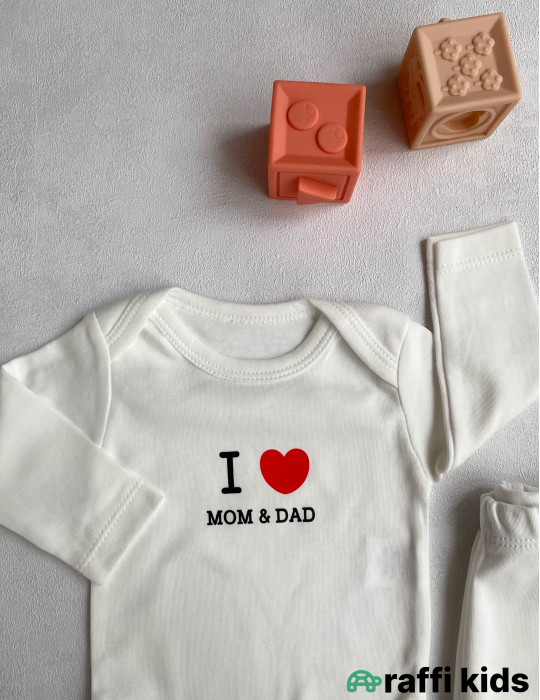 I love mom and dad 2-li dəst -Türkiyə istehsalı pambıq uşaq geyimi|Raffi Kids