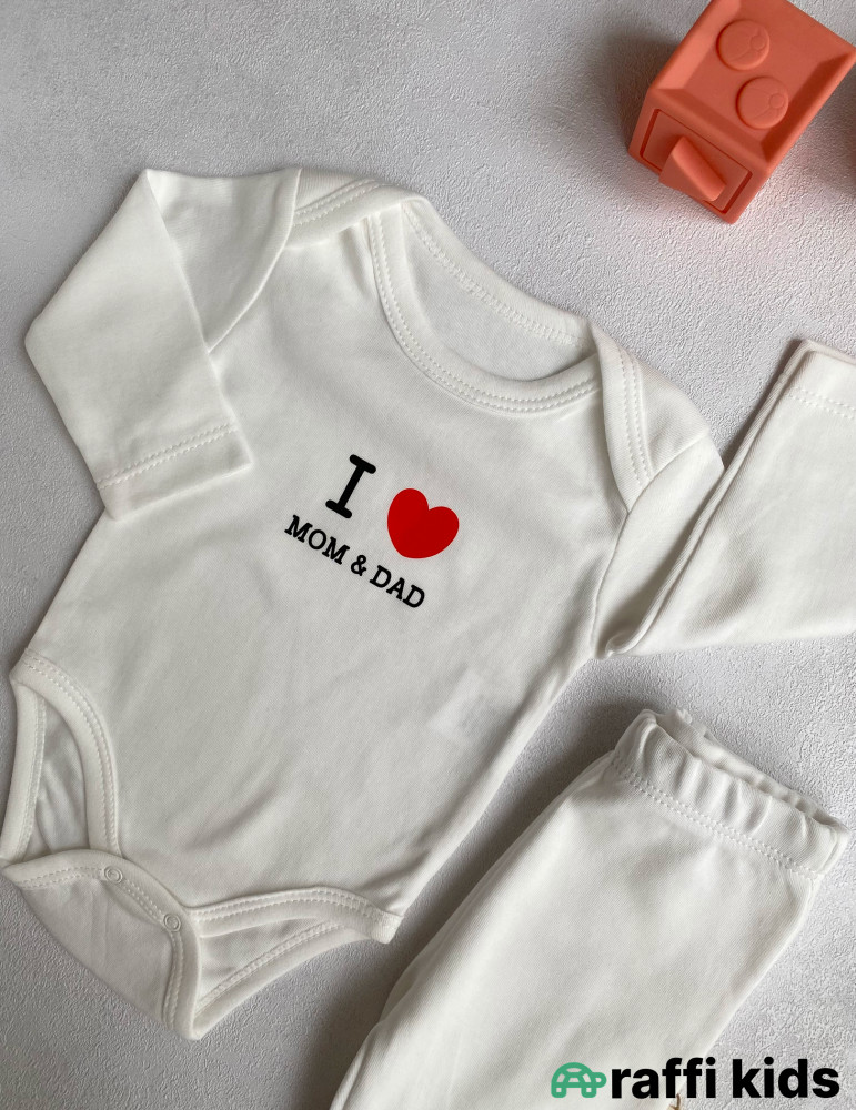 I love mom and dad 2-li dəst -Türkiyə istehsalı pambıq uşaq geyimi|Raffi Kids