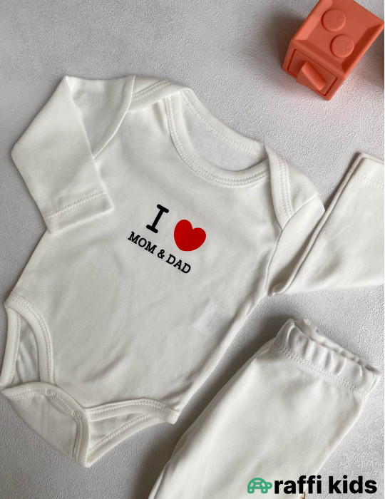 I love mom and dad 2-li dəst -Türkiyə istehsalı pambıq uşaq geyimi|Raffi Kids