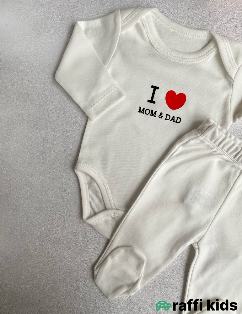 I love mom and dad 2-li dəst -Türkiyə istehsalı pambıq uşaq geyimi|Raffi Kids