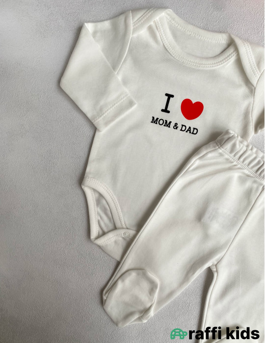 I love mom and dad 2-li dəst -Türkiyə istehsalı pambıq uşaq geyimi|Raffi Kids