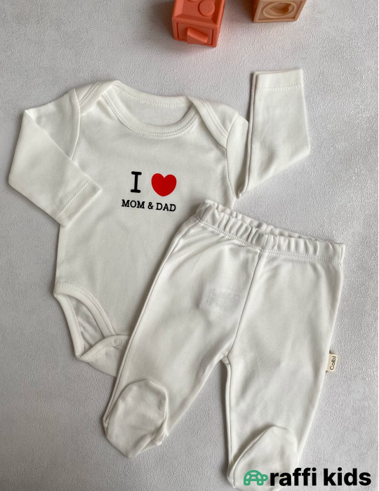 I love mom and dad 2-li dəst -Türkiyə istehsalı pambıq uşaq geyimi|Raffi Kids