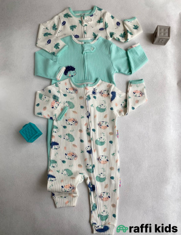Kirpi dostlarım 3-lü tulum set -Türkiyə istehsalı pambıq uşaq geyimi|Raffi Kids