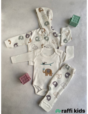 Dost fillər 3-lü dəst -Türkiyə istehsalı pambıq uşaq geyimi|Raffi Kids 2