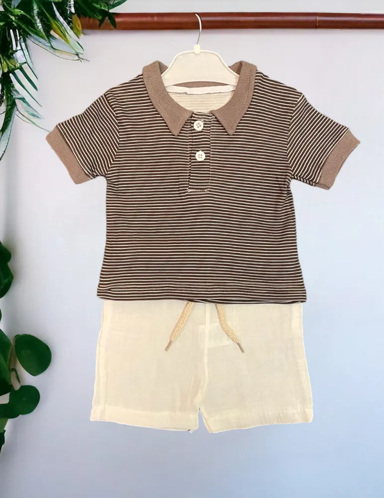 0-18 aylıq uşaqlar üçün yay sezon qisaqol sortik dəsti | sun and surf