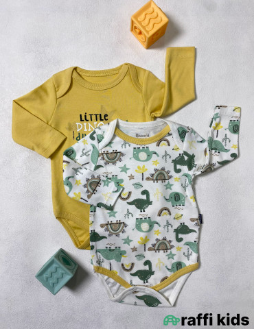 Little dino 2-li uzunqol body set -Türkiyə istehsalı pambıq uşaq geyimi|Raffi Kids