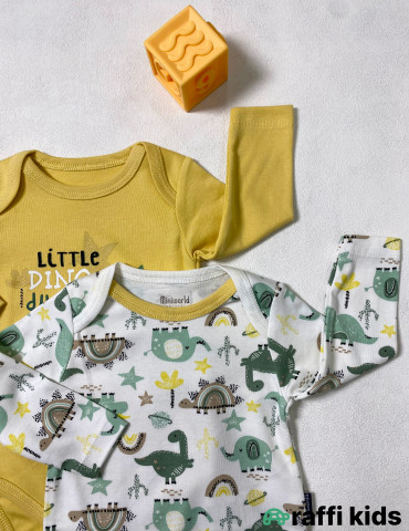 Little dino 2-li uzunqol body set -Türkiyə istehsalı pambıq uşaq geyimi|Raffi Kids 2