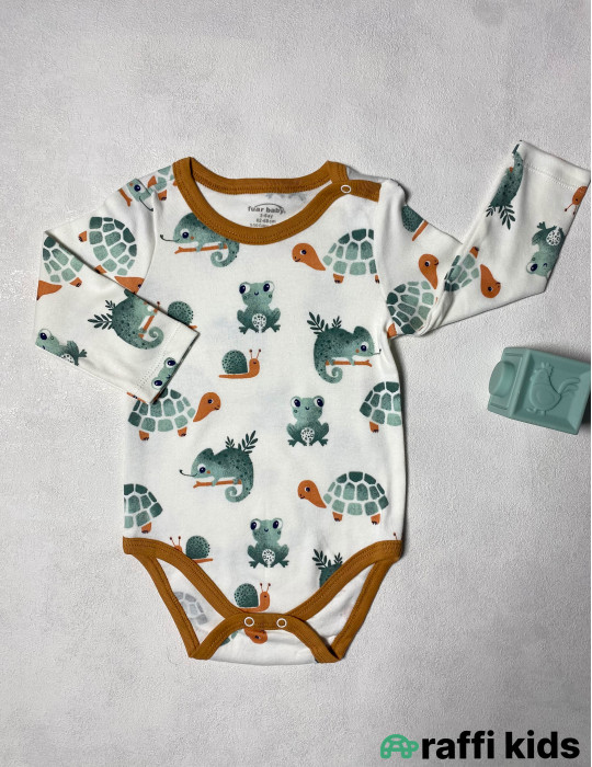 Heyvanlar aləmi uzunqol body -Türkiyə istehsalı pambıq uşaq geyimi|Raffi Kids