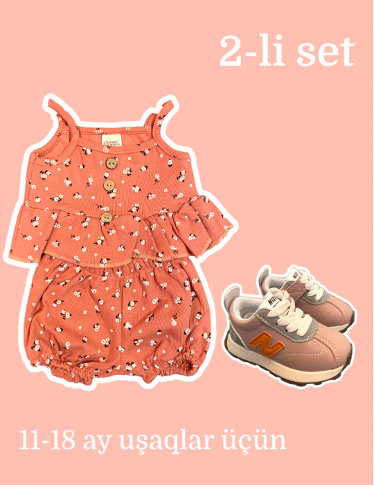 0-18 aylıq uşaqlar üçün yay sezon qisaqol sortik dəsti | sun and surf