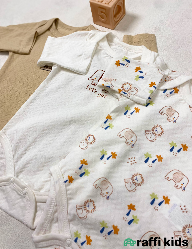 Yo-ho 3-lü uzunqol body set -Türkiyə istehsalı pambıq uşaq geyimi|Raffi Kids