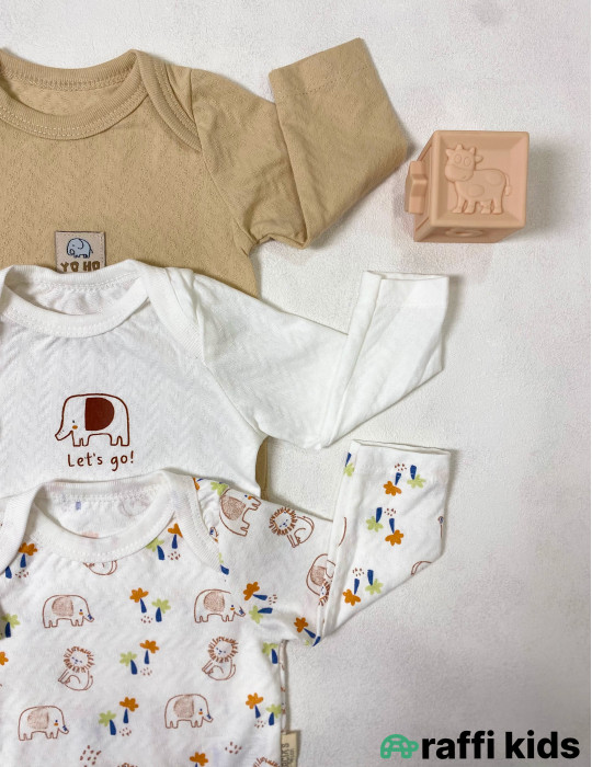 Yo-ho 3-lü uzunqol body set -Türkiyə istehsalı pambıq uşaq geyimi|Raffi Kids