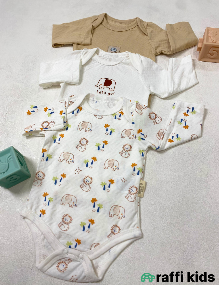 Yo-ho 3-lü uzunqol body set -Türkiyə istehsalı pambıq uşaq geyimi|Raffi Kids