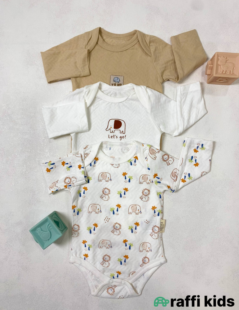 Yo-ho 3-lü uzunqol body set -Türkiyə istehsalı pambıq uşaq geyimi|Raffi Kids
