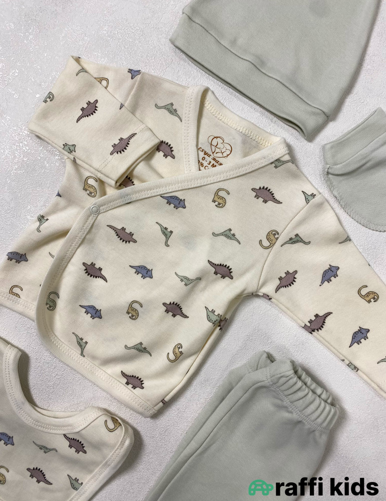 Dino 5-li dəst -Türkiyə istehsalı pambıq uşaq geyimi|Raffi Kids
